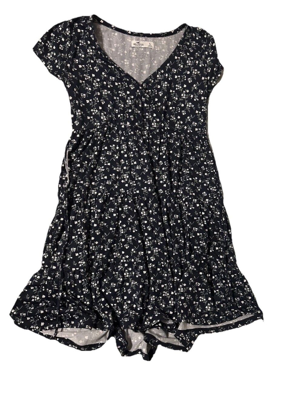 Women’s Cottagecore Blue Floral Hollister mini dress Sz Sm Romantic